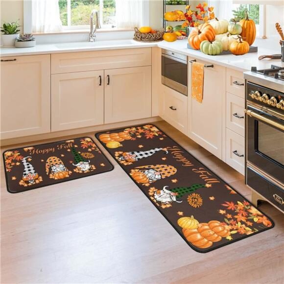 Fall Kitchen Rugs and Mats for Floor, Fall Decorations for Home, 2 Pcs Non-Slip - Picture 1 of 7